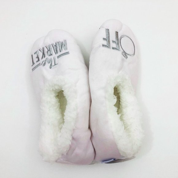 NWT Snoozies Women's Off The Market Slippers Non Skid Soles White Large 9/10 - Picture 4 of 5